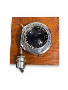 Camera Lens Wollensak Apochromatic Raptar 8 1/4"  [210mm] F10 on wood Board B108